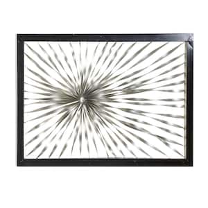 60 in. x  40 in. Metal Silver Coiled Ribbon Sunburst Wall Decor with Black Frame