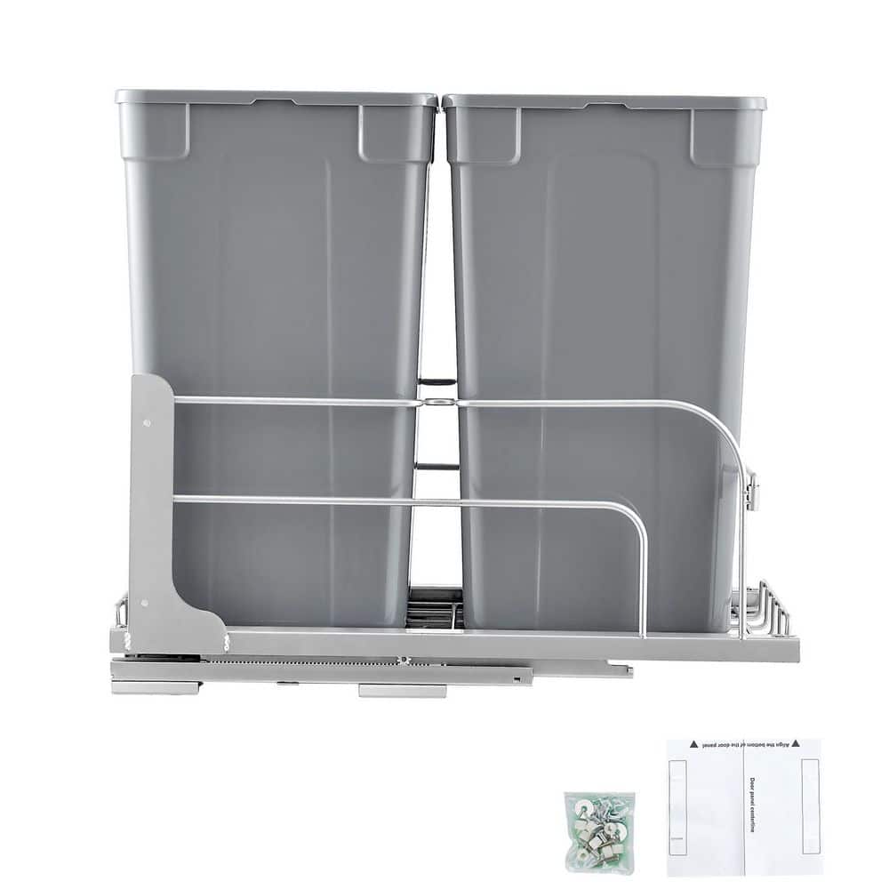 Pull-Out Trash Can 27 qt. x2, Under Mount Kitchen Bin, Heavy Duty Soft-Close Bin with Door Kit, for Cabinet/Sink (Grey) price history on PriceWatchPro