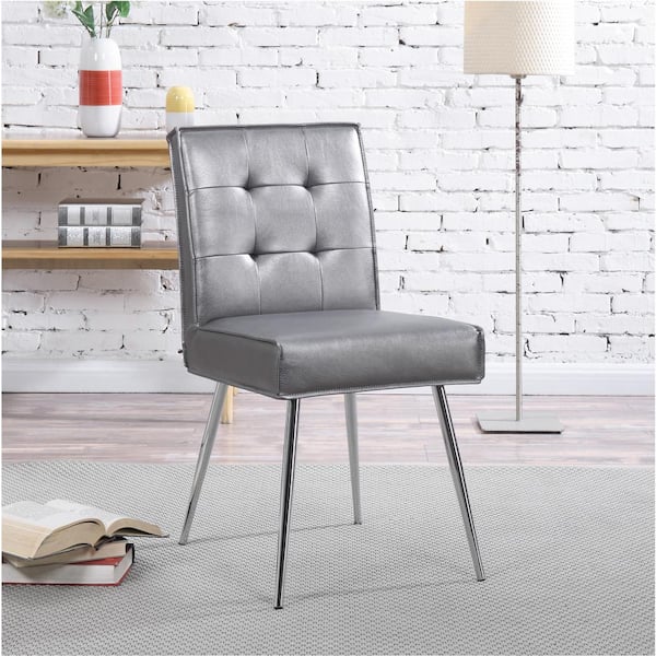 Ave Six Amity Sizzle Pewter Fabric Tufted Dining Chair