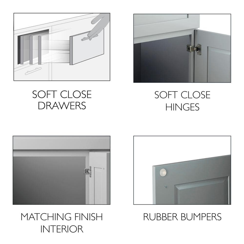 Brookings 48 Inch Gray Solid Wood Shaker Bathroom Vanity