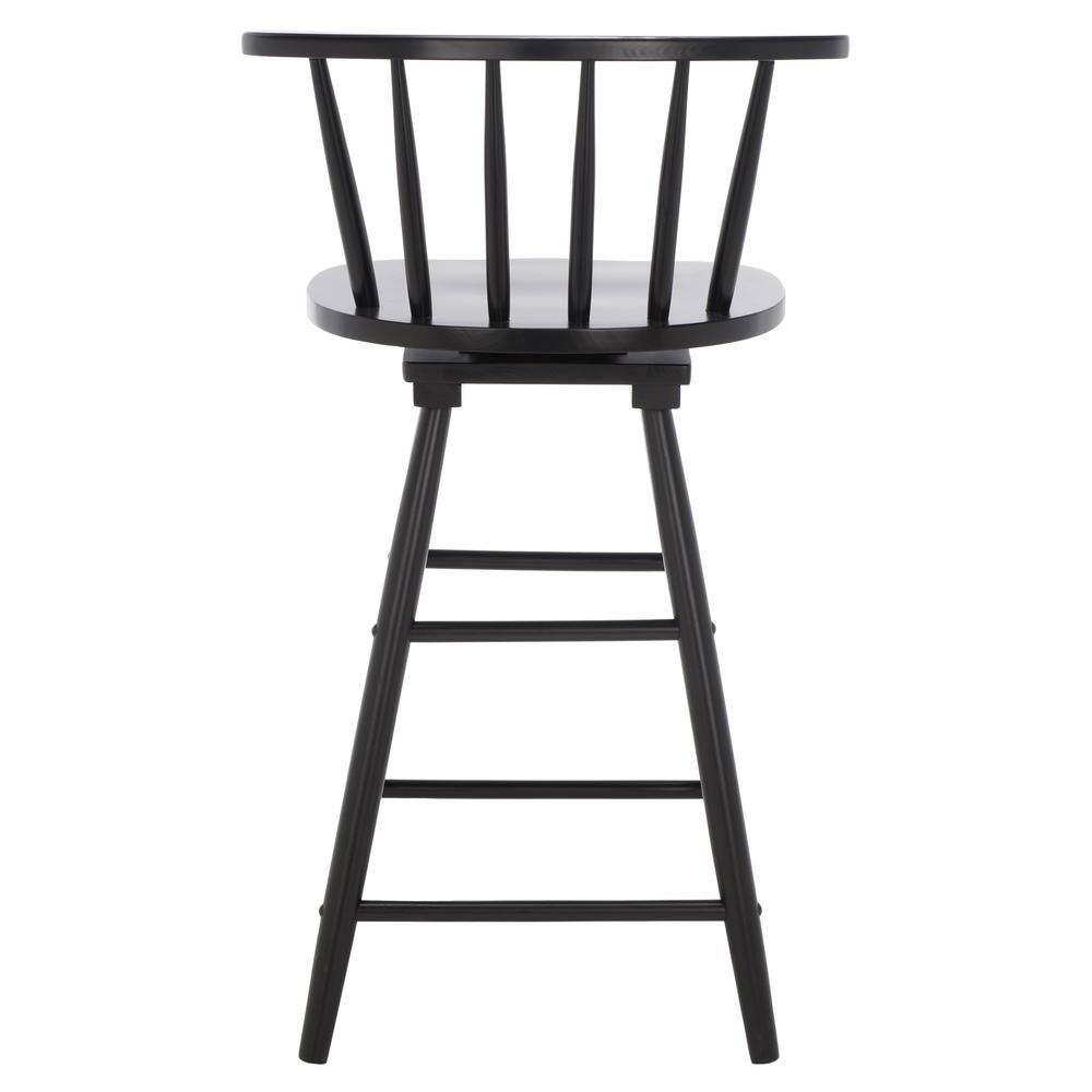 Black Swivel Backless Wood and Metal Counter Stool