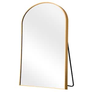 32 in. W x 71 in. H Modern Arched Framed Wall Bathroom Vanity Mirror Full Length Wall Mirror in Gold