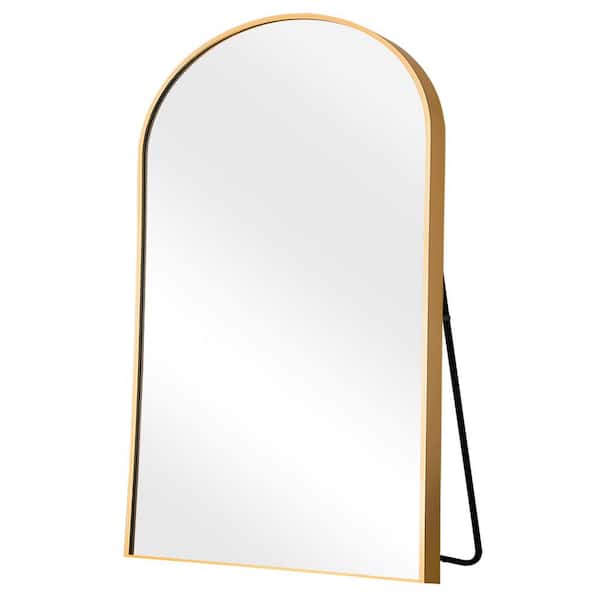 NEUTYPE 32 in. W x 71 in. H Modern Arched Framed Wall Bathroom Vanity Mirror Full Length Wall Mirror in Gold