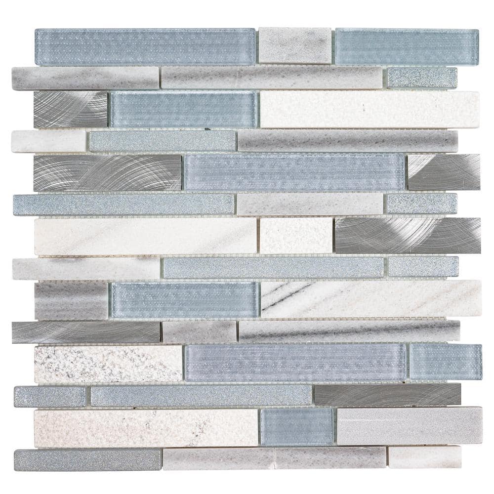 Harlow 12'' x 12'' Gray and White Glass Stone Mosaic Tile