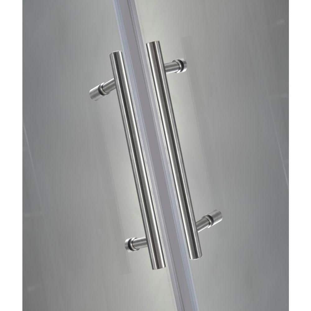 Vanora 36" x 72" Frameless Stainless Steel Hinged Shower Enclosure