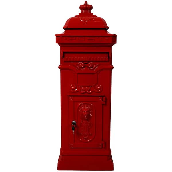 Misopily Red Rainproof Garden Floor Letter Box with Safety