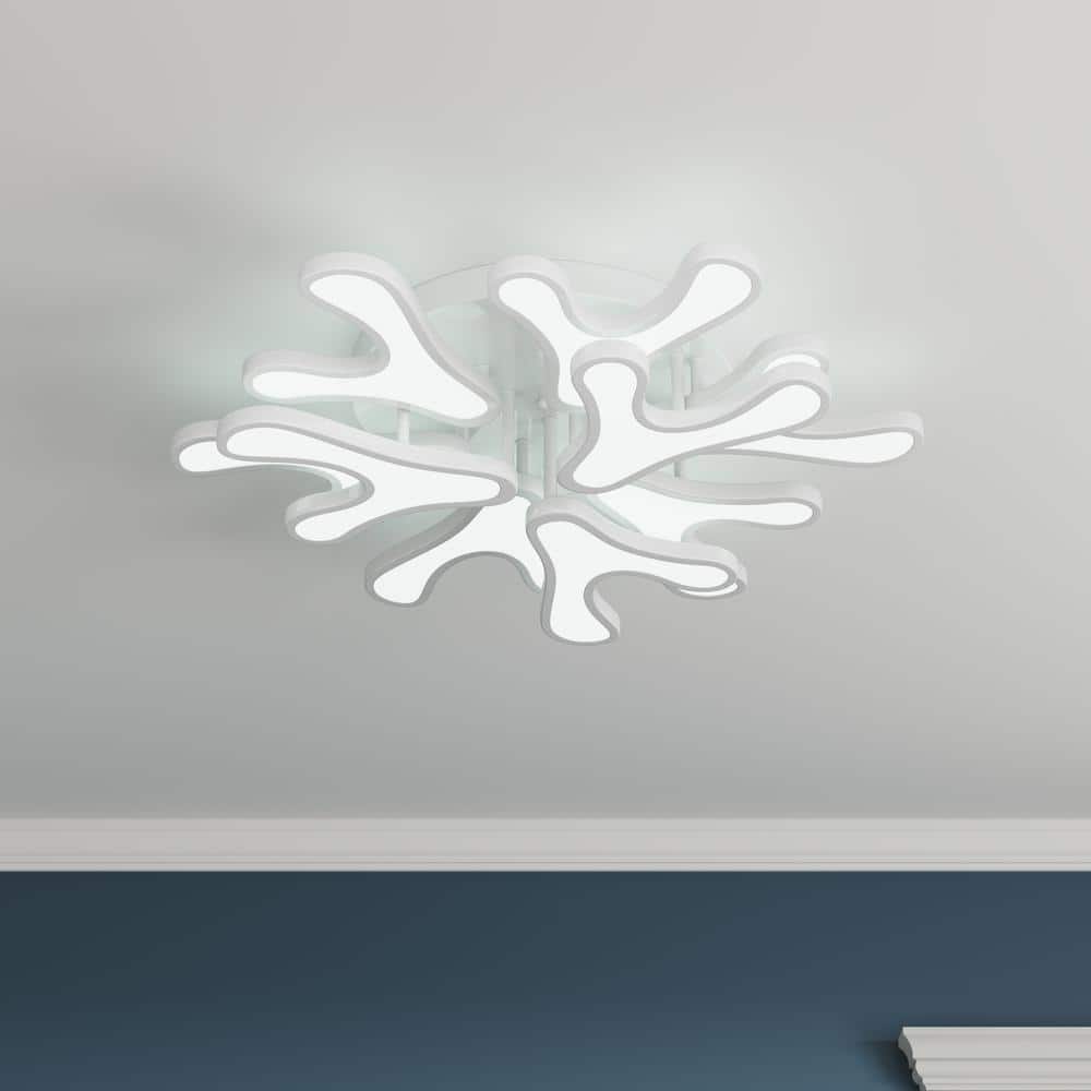 Modern 29.52 in. Unique White Acrylic Dimmable LED Flush Mount Ceiling Ligh