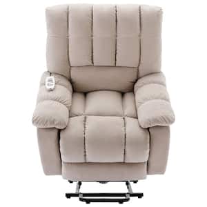 Beige Velvet Massage Recliner Chair with Heat and Vibration
