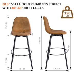 Adenmore Swivel Bar Stool with Brown Faux Leather Upholstery and Black Metal Frame (Set of 2)