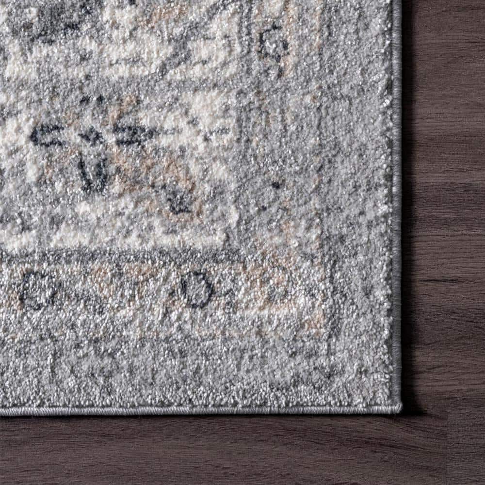 Gena Light Gray 9' x 12' Synthetic Medallion Area Rug