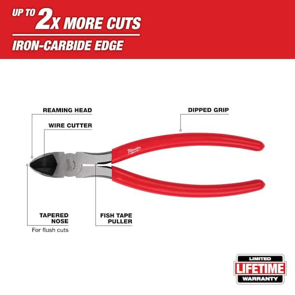 8 in. Diagonal Cutting Pliers with Fish Tape Puller and Dipped Grip