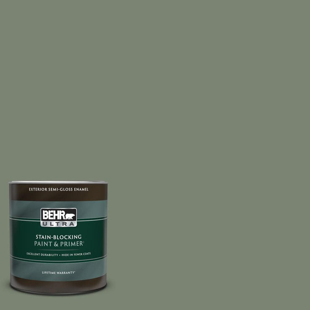 BEHR MARQUEE 1 qt. #ICC-77 Sage Green Semi-Gloss Enamel Exterior