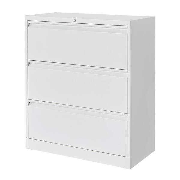 wetiny White 3-Drawer Lateral File Cabinet