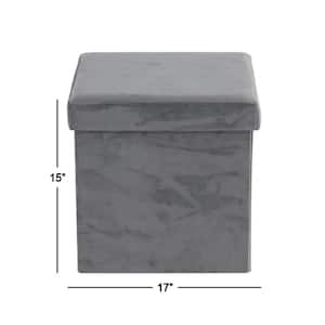 15 in. Gray Polyester Modern Storage Stool