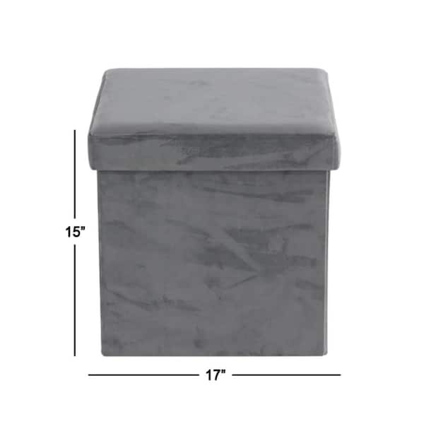15 in. Gray Polyester Modern Storage Stool
