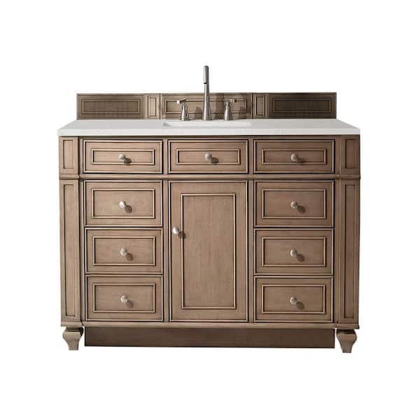 James Martin Vanities Bristol 48.0 in. W x 23.5 in. D x 34.0 in. H Bathroom Vanity in Whitewashed Walnut with Lime Delight Top
