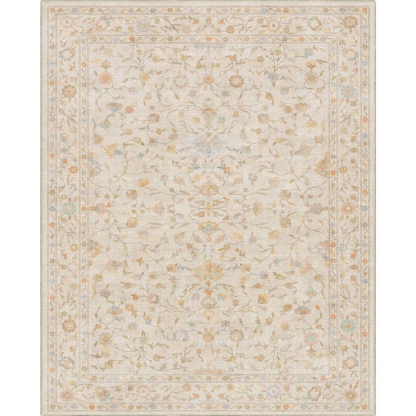 Apollo Serapi Yazd Traditioal Floral, Beige 5 ft. 3 in. x 7 ft. 3 in. Area Rug