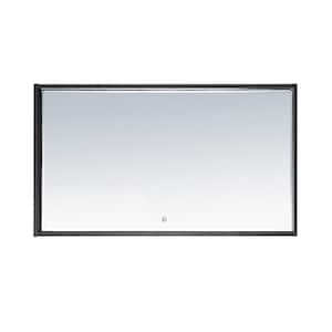 Perma 47.2 in. W x 27.6 in. H Framed Rectangular LED Light Bathroom Vanity Mirror in Suede Elegant Grey Finish