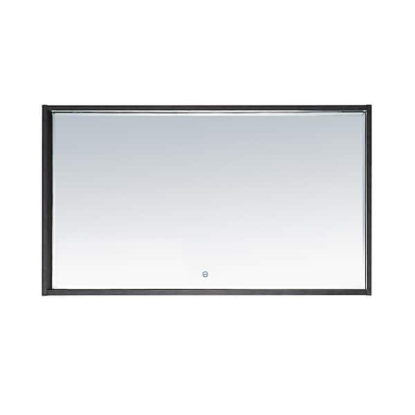 ROSWELL Perma 47.2 in. W x 27.6 in. H Framed Rectangular LED Light Bathroom Vanity Mirror in Suede Elegant Grey Finish