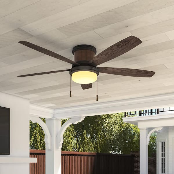 Hampton Bay Roanoke 56 in. Indoor/Outdoor Wet Rated Natural Iron Ceiling Fan with LED bulbs Included