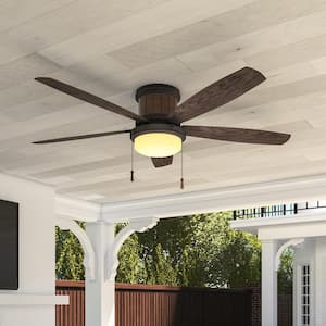 Roanoke 56 in. Indoor/Outdoor Wet Rated Natural Iron Ceiling Fan with LED bulbs Included