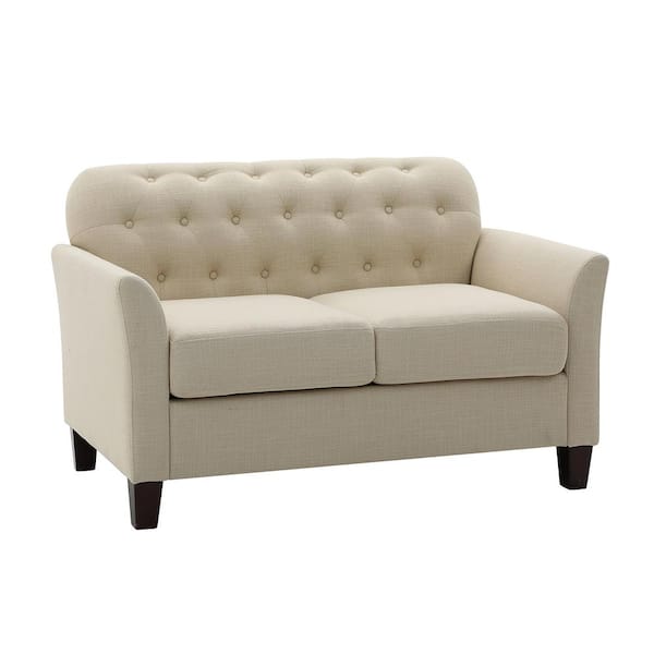 ARTFUL LIVING DESIGN Ida 51.5 in. Wide Mid-Century Button-Tufted Beige Loveseat With Removable Cushions