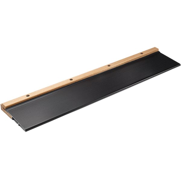 JELD-WEN - 36 in. x 80 in. Left-Hand 4 Lite Clear Glass Black Painted Fiberglass Prehung Front Door with Brickmould