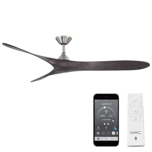 Malibu Indoor/Outdoor 3-Blade Smart Ceiling Fan 70 in. Brushed Nickel/Ebony with Remote Control