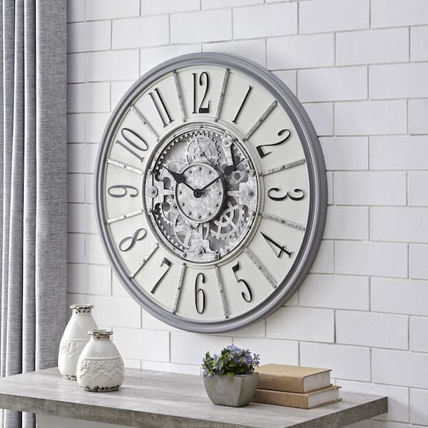 FirsTime & Co. 36 in Gray Montevello Farmhouse Gears Clock
