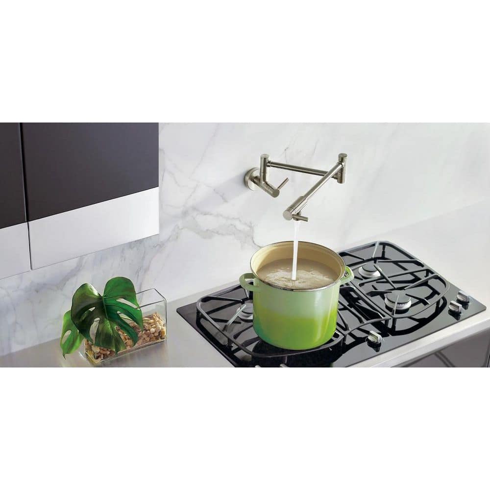 Chrome Wall Mounted Dual Handle Pot Filler Faucet