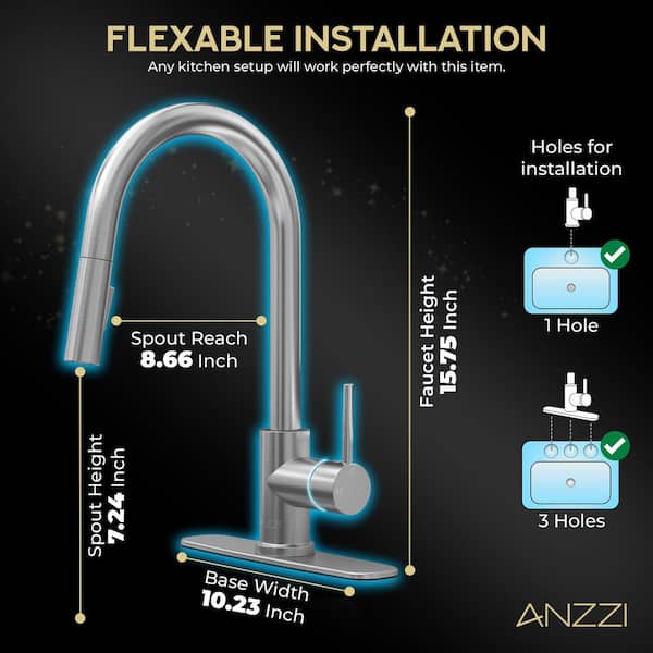 ANZZI Expedition Series 16 in. 1-Handle Pull-Down Sprayer Kitchen