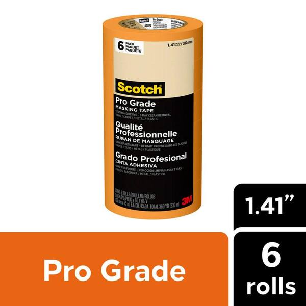 3M Scotch 1.41 in. x 60.1 yds. Pro Grade Masking Tape ((6-Pack)(Case of 4))