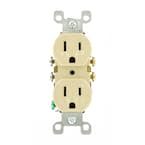 15 Amp Residential Grade Grounding Duplex Outlet, Ivory