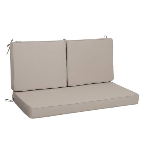 48 x 24 Inch Replacement Outdoor Loveseat Cushion Set with Removable Cover in Beige