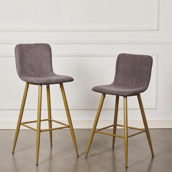 Scargill 26 in. Grey Upholstered Metal Frame Counter Stool with Fabric Seat(set of 2)
