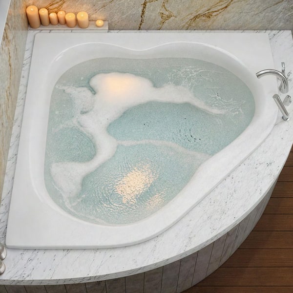 Beryl 5 ft. Acrylic Center Drain Corner Drop-in Non-Whirlpool Bathtub in White