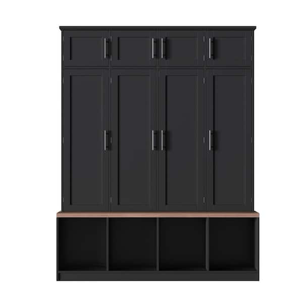 Harper & Bright Designs Black Multi-Functional Hall Tree Entryway