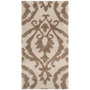 Florida Shag Cream/Beige Doormat 2 ft. x 4 ft. Floral Area Rug