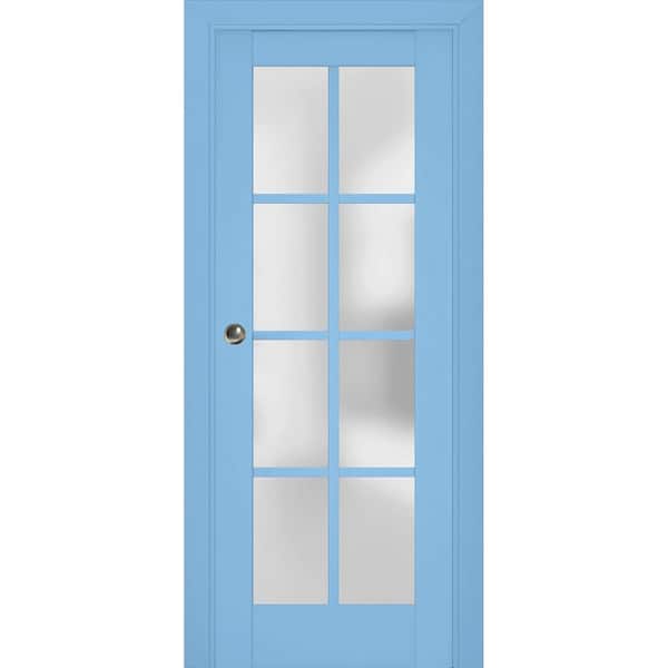 Sartodoors 24 in. x 80 in. 1 Panel Aquamarine Finished Solid Wood Sliding Door with Hardware