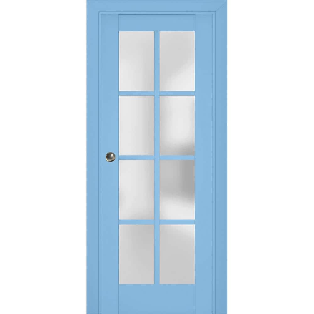 42 in. x 84 in. 1 Panel Aquamarine Finished Solid Wood Sliding Door with Hardware price history on PriceWatchPro
