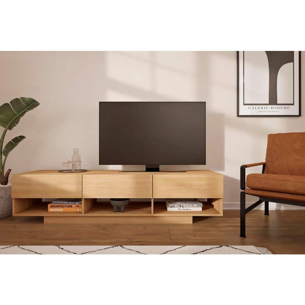 Nexera Rustik Golden Maple TV Stand Fits TVs up to 80 in. with 3