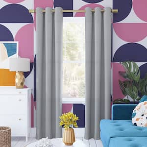 Harper Bright Vibes 40 in. W x 84 in. L 100% Blackout Grommet Curtain Panel in Silver Gray