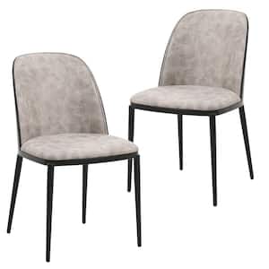 Tule Modern Black/Charcoal Dining Side Chair with Suede Fabric Seat and Steel Frame (Set of 2)