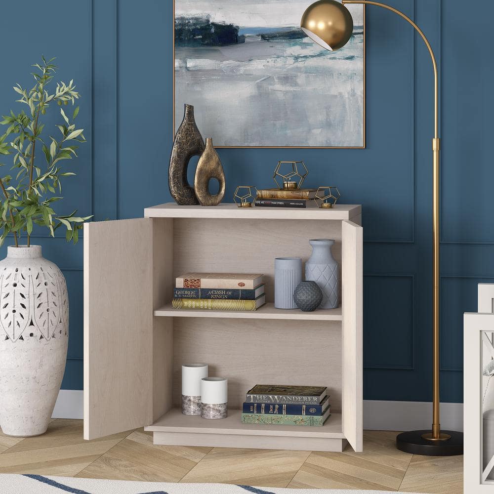Alder White 28" Modern Ridged Accent Cabinet