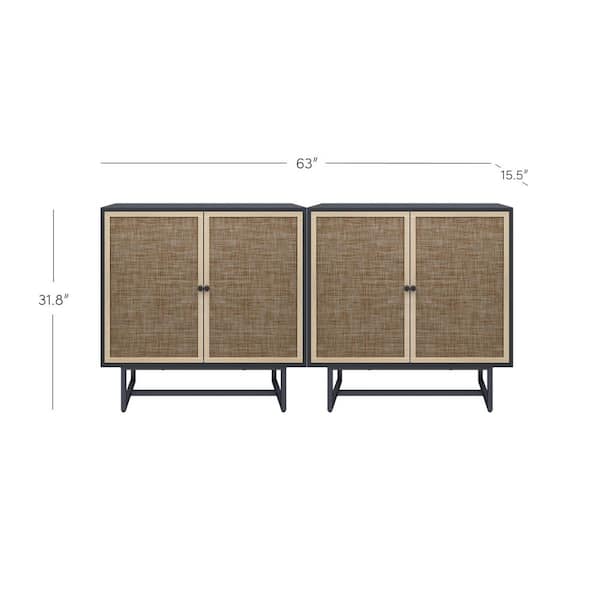 Nathan James Kova 32 in. Cane Rattan Doors Accent Cabinet with