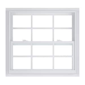 35.25 in. x 35.375 in. 50 Series Low-E Argon Glass Single Hung White Vinyl Fin Window with Grids, Screen Incl