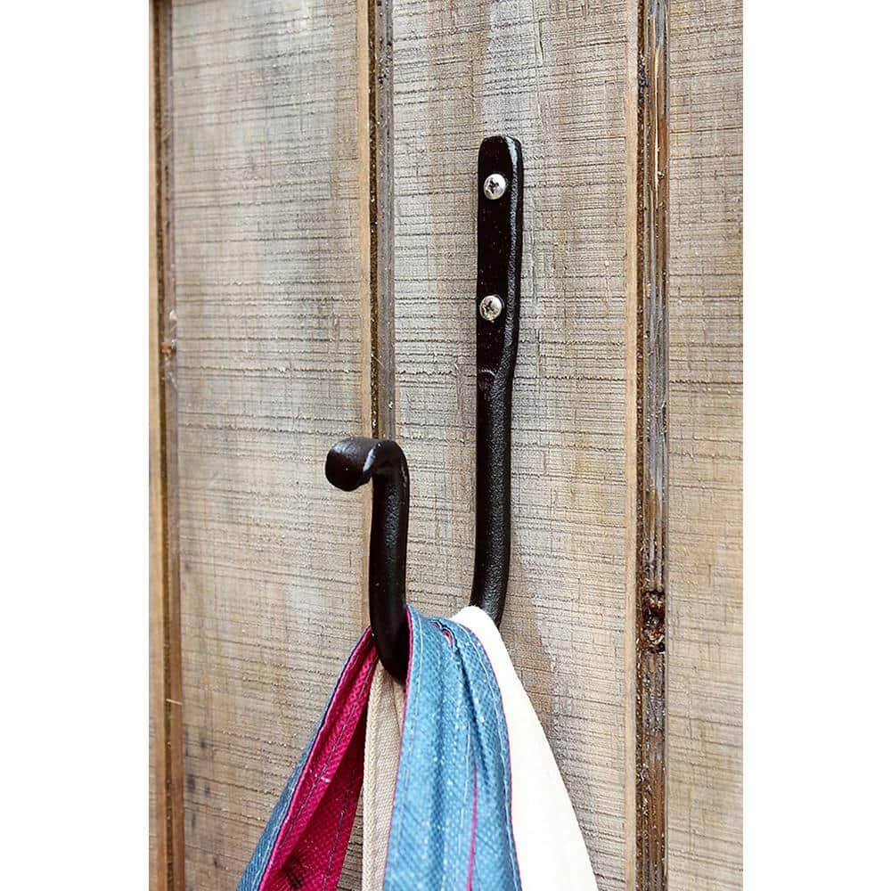 6-Inch Black Wrought Iron J-Hook Pack of 3