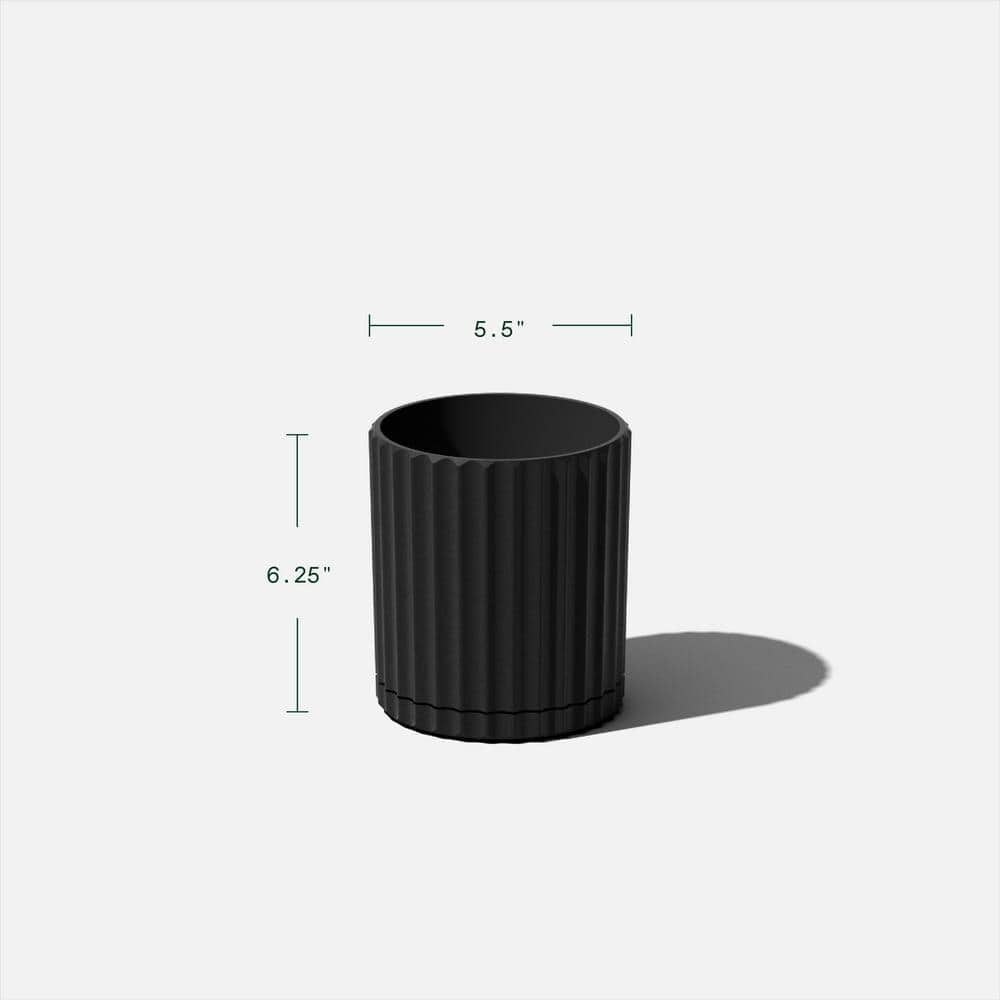 Roman Column Inspired Black Plastic-Stone 6" Planter Pair