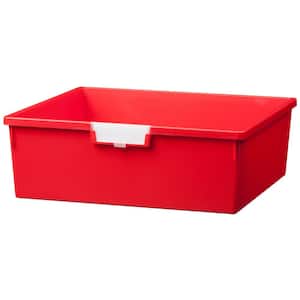 12 Gal. - Tote Tray - Slim Line 6 in. Storage Tray in Primary Red (3-Pack)