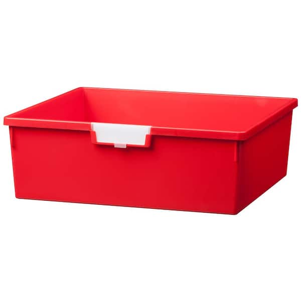 Unbranded 12 Gal. - Tote Tray - Slim Line 6 in. Storage Tray in Primary Red (3-Pack)